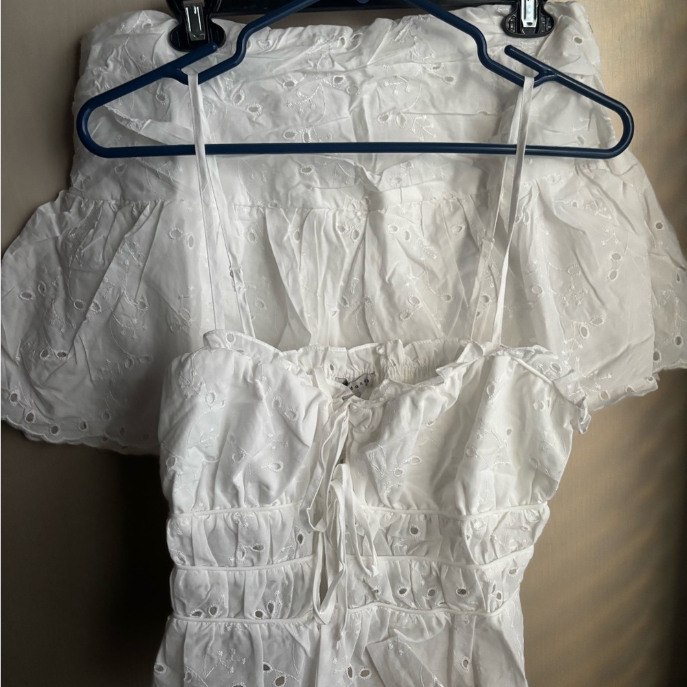 White Eyelet Dress with Spaghetti Straps